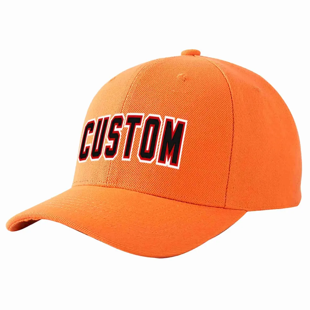 Custom Orange Black-Red Curved Eaves Sport Baseball Cap Design for Men/Women/Youth