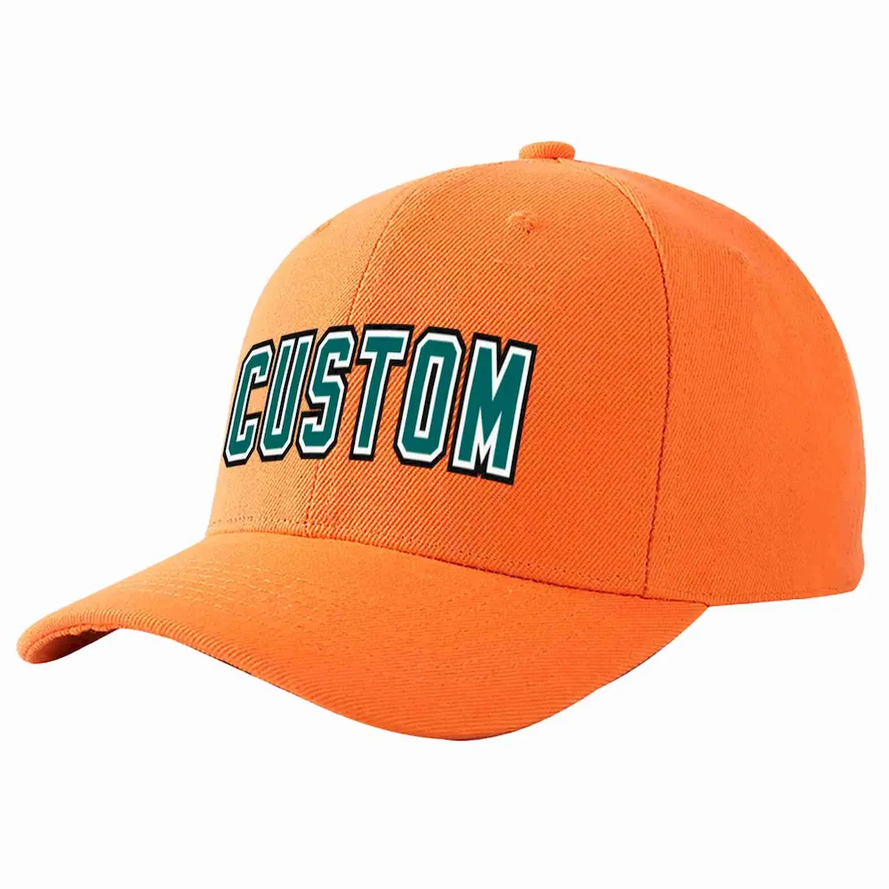 Custom Orange Aqua-White Curved Eaves Sport Baseball Cap Design for Men/Women/Youth