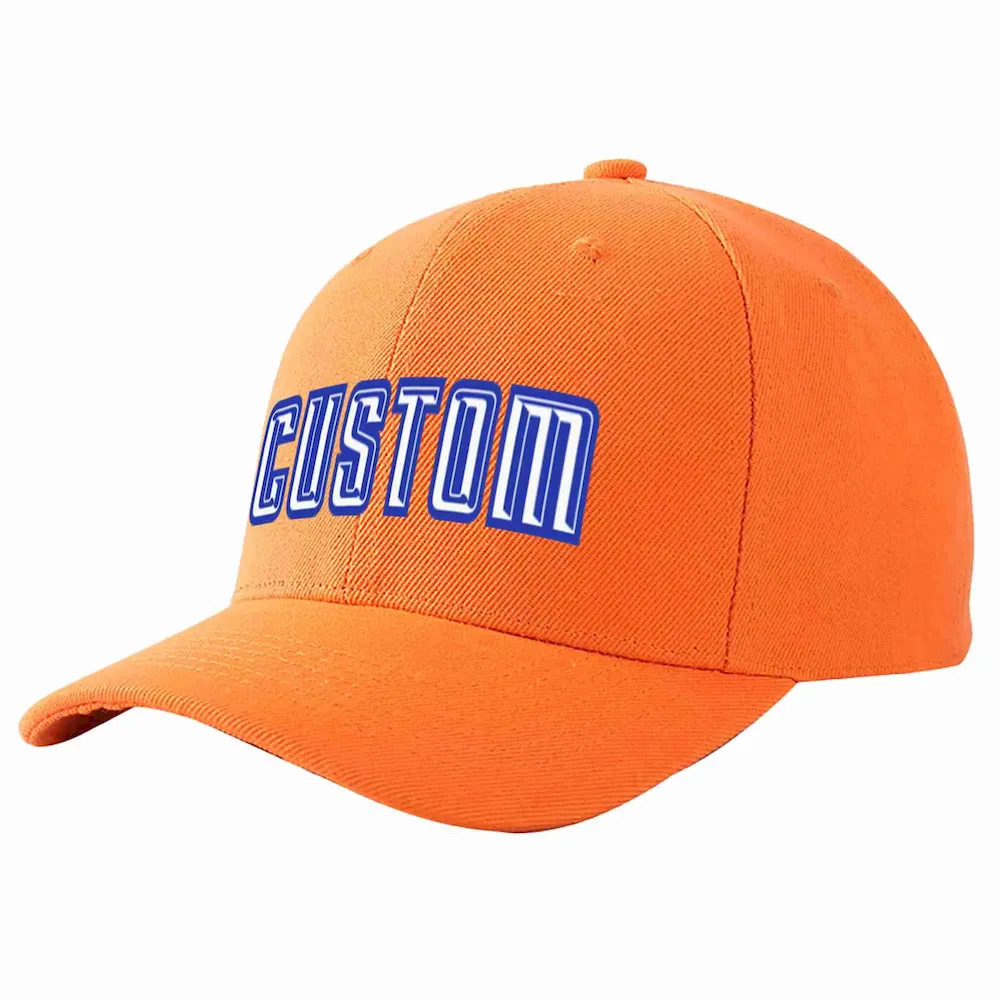 Custom Orange White-Royal Curved Eaves Sport Baseball Cap Design for Men/Women/Youth