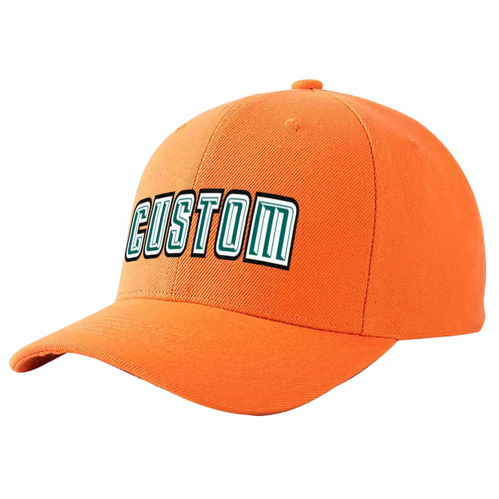 Custom Orange Aqua-White Curved Eaves Sport Baseball Cap Design for Men/Women/Youth