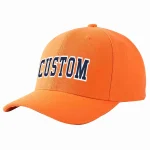 Custom Orange Navy-White Curved Eaves Sport Baseball Cap Design for Men/Women/Youth