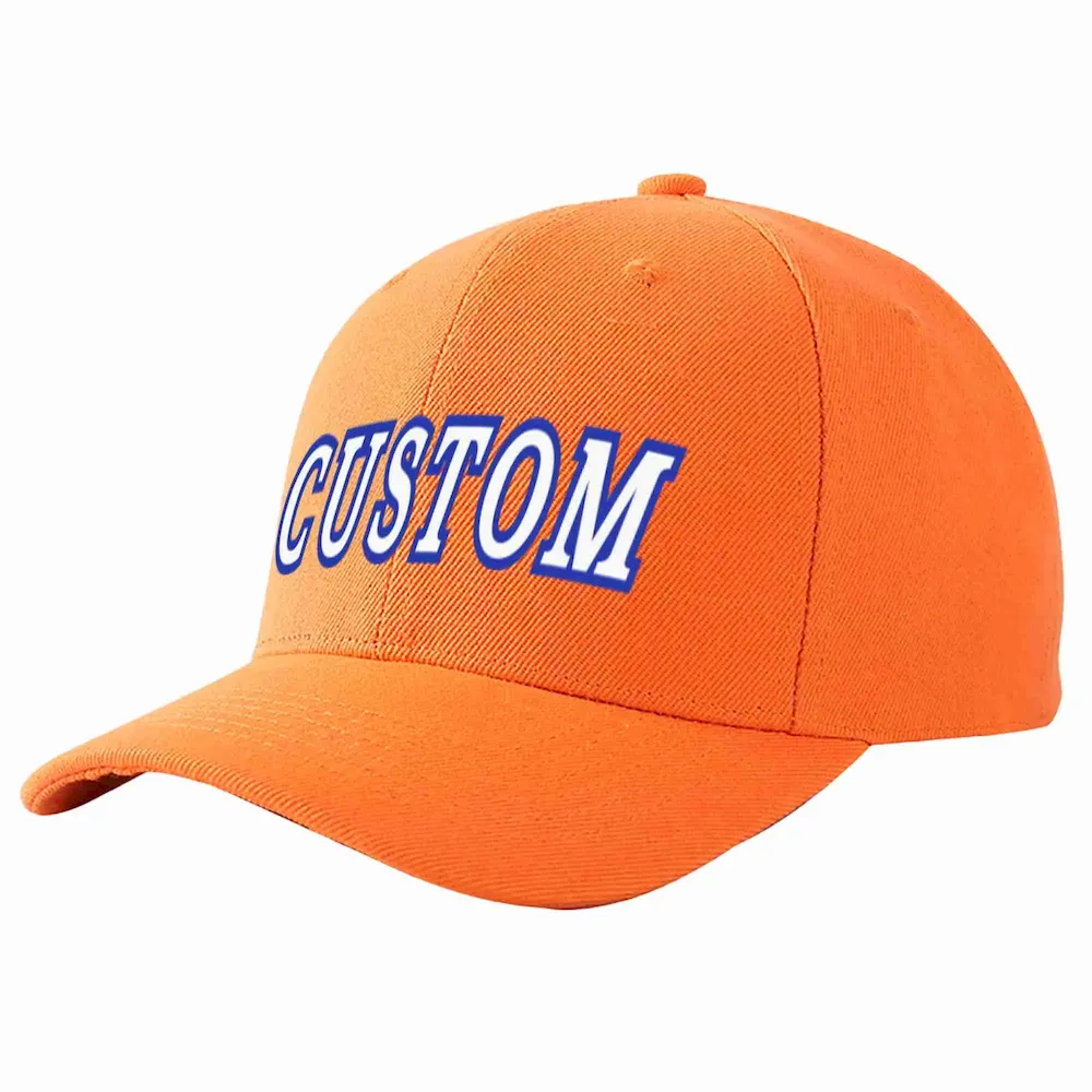 Custom Orange White-Royal Curved Eaves Sport Baseball Cap Design for Men/Women/Youth