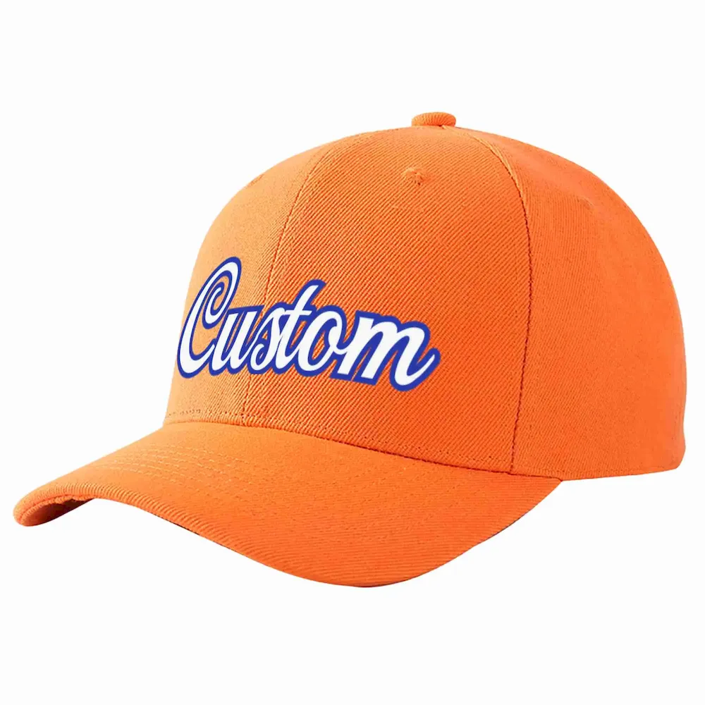 Custom Orange White-Royal Curved Eaves Sport Baseball Cap Design for Men/Women/Youth