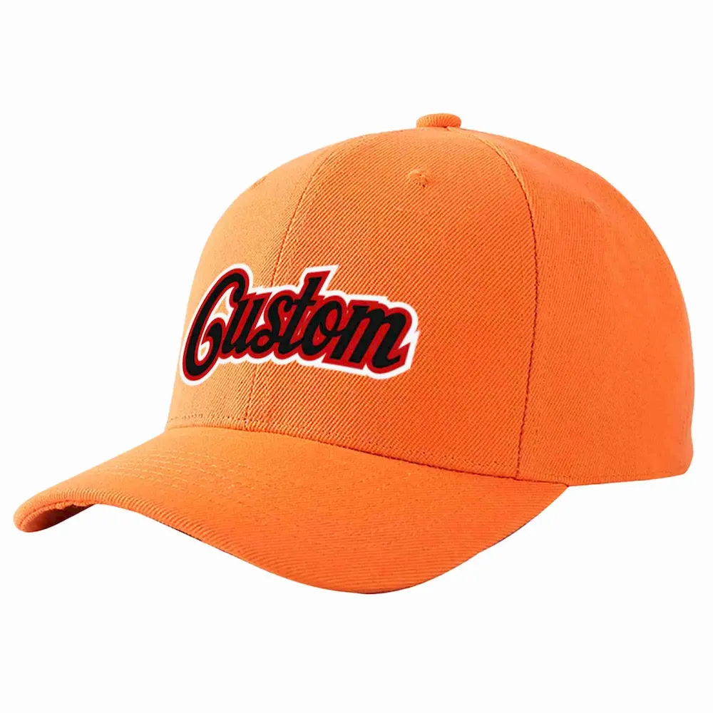 Custom Orange Black-Red Curved Eaves Sport Baseball Cap Design for Men/Women/Youth
