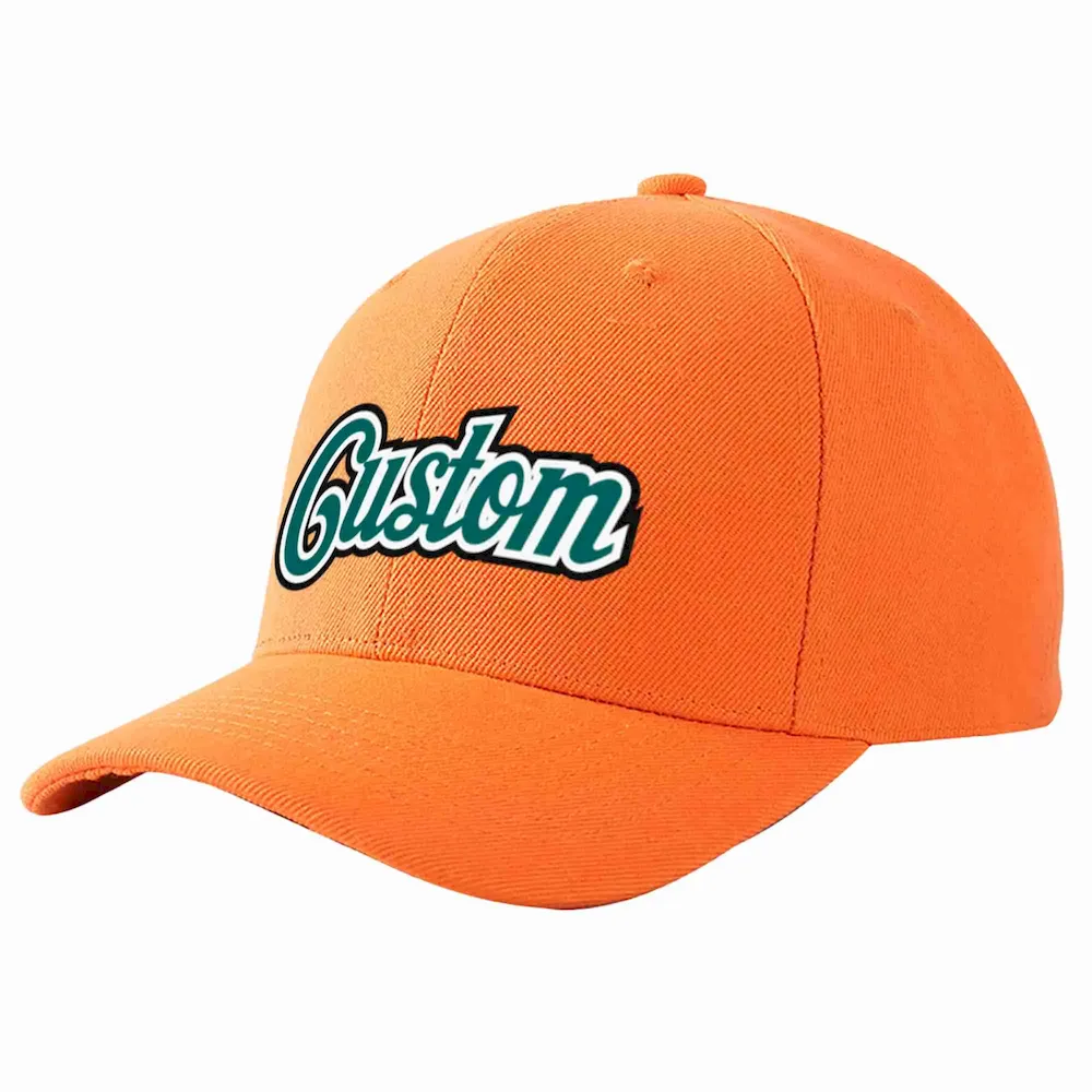 Custom Orange Aqua-White Curved Eaves Sport Baseball Cap Design for Men/Women/Youth