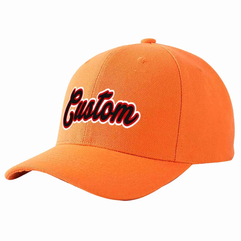 Custom Orange Black-Red Curved Eaves Sport Baseball Cap Design for Men/Women/Youth