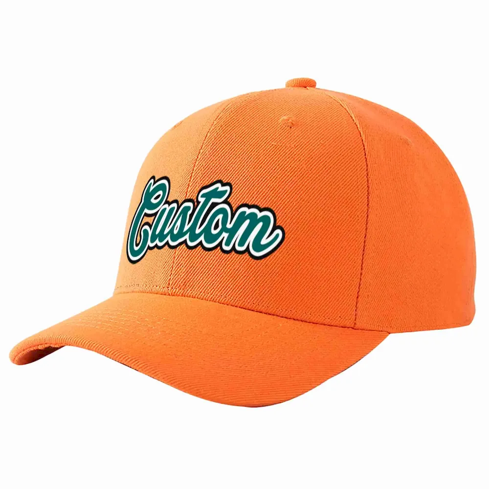 Custom Orange Aqua-White Curved Eaves Sport Baseball Cap Design for Men/Women/Youth