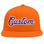 Custom Orange purple-White Flat Eaves Sport Baseball Cap