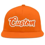 Custom Orange Orange-White Flat Eaves Sport Baseball Cap