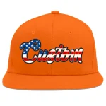 Custom Orange Vintage USA Flag-Gold Flat Eaves Sport Baseball Cap