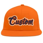 Custom Orange Navy-Orange Flat Eaves Sport Baseball Cap