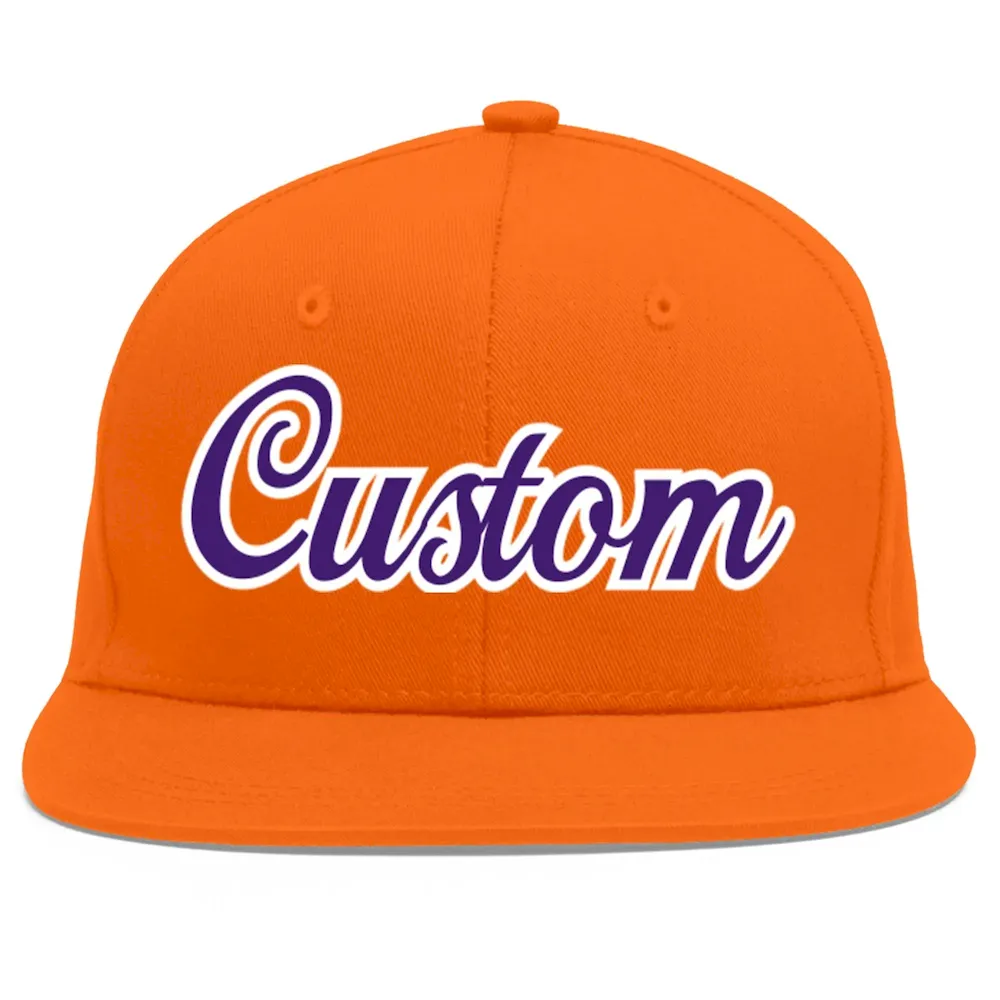 Custom Orange White-Gray Flat Eaves Sport Baseball Cap