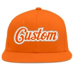 Custom Orange Aqua-White Flat Eaves Sport Baseball Cap