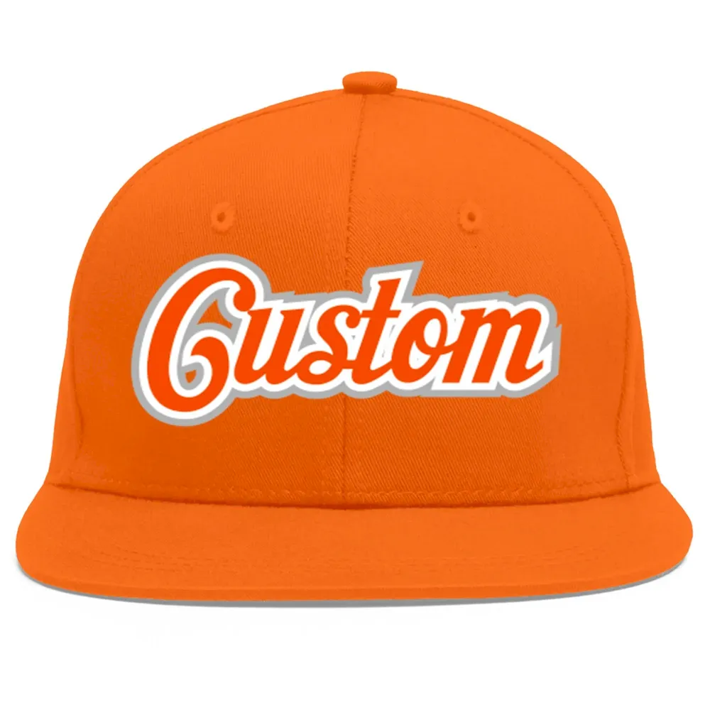 Custom Orange Aqua-White Flat Eaves Sport Baseball Cap