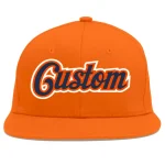 Custom Orange Navy-Orange Flat Eaves Sport Baseball Cap