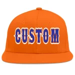 Custom Orange Royal-Orange Flat Eaves Sport Baseball Cap