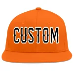 Custom Orange Black-White Flat Eaves Sport Baseball Cap
