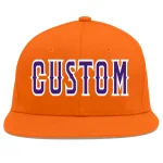 Custom Orange purple-White Flat Eaves Sport Baseball Cap