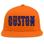Custom Orange Royal-Black Flat Eaves Sport Baseball Cap