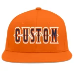Custom Orange Navy-Orange Flat Eaves Sport Baseball Cap