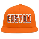 Custom Orange Orange-Navy Flat Eaves Sport Baseball Cap