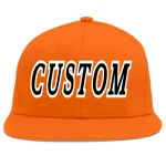 Custom Orange Black-White Flat Eaves Sport Baseball Cap
