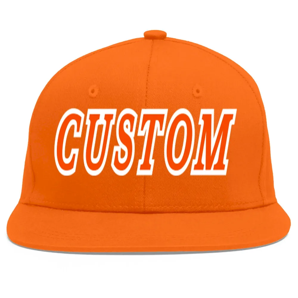 Custom Orange Navy-Orange Flat Eaves Sport Baseball Cap