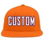 Custom Orange Black-White Flat Eaves Sport Baseball Cap