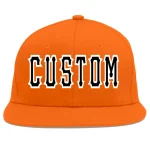 Custom Orange Black-White Flat Eaves Sport Baseball Cap