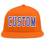 Custom Orange Royal-White Flat Eaves Sport Baseball Cap