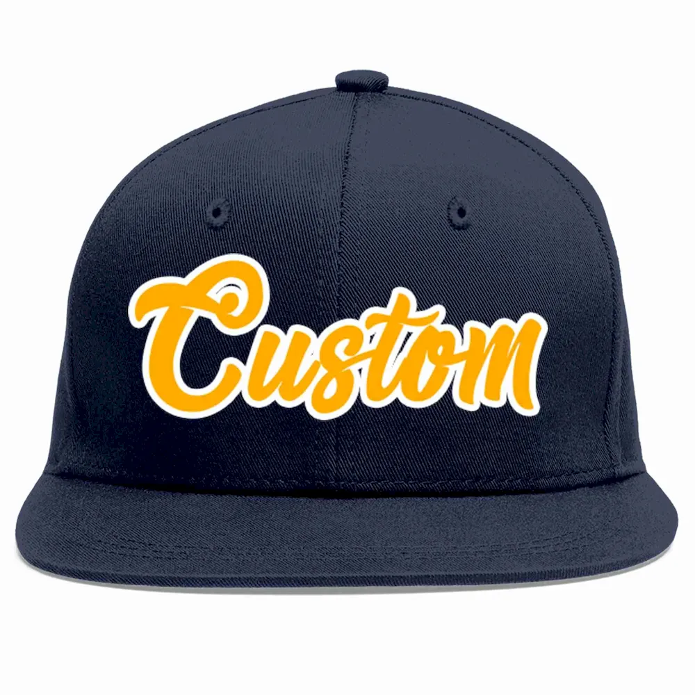Custom Navy Yellow-White Casual Sport Baseball Cap