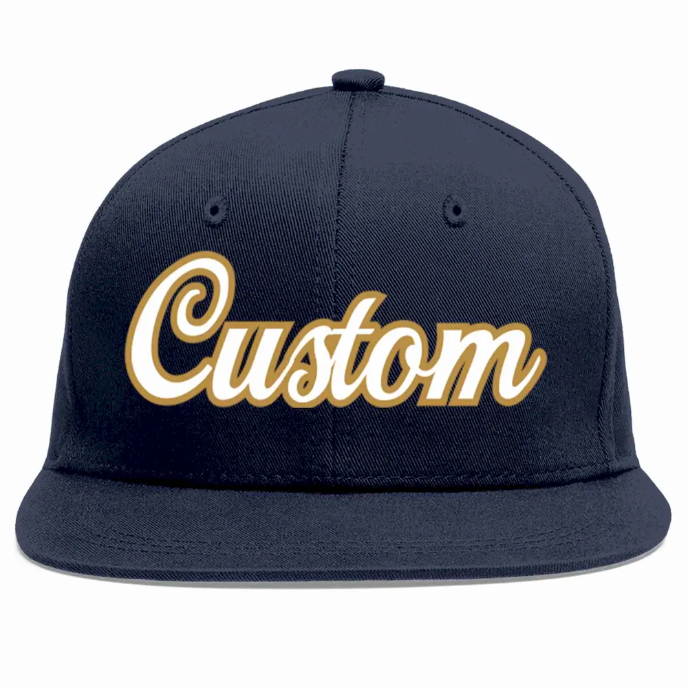 Custom Navy White-Old Gold Casual Sport Baseball Cap