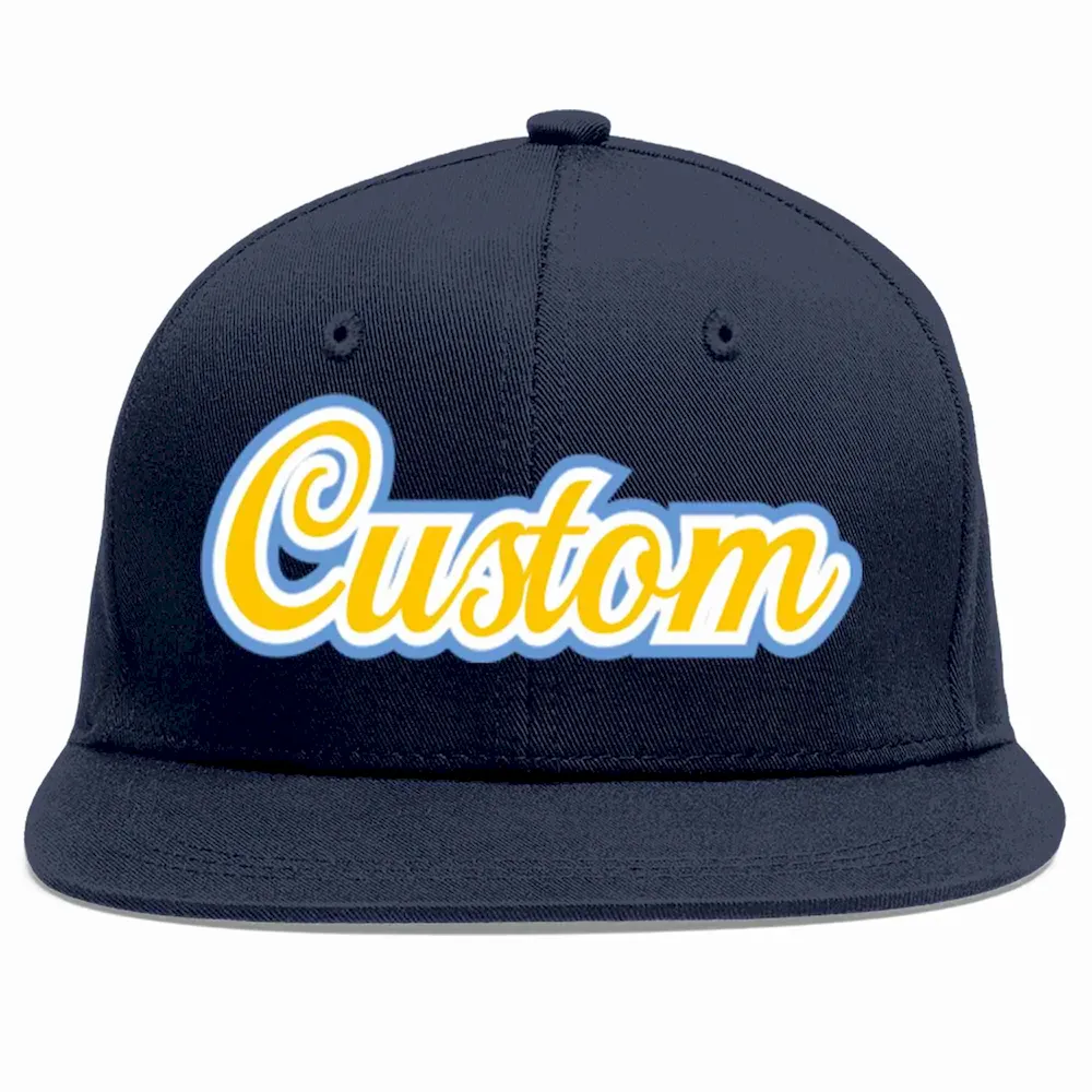 Custom Navy Gold-White Casual Sport Baseball Cap