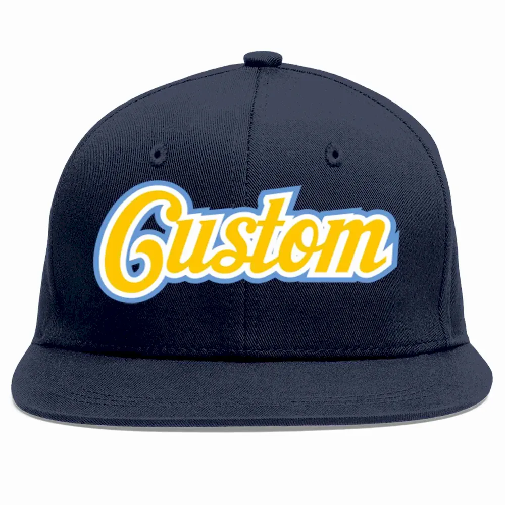 Custom Navy Gold-White Casual Sport Baseball Cap
