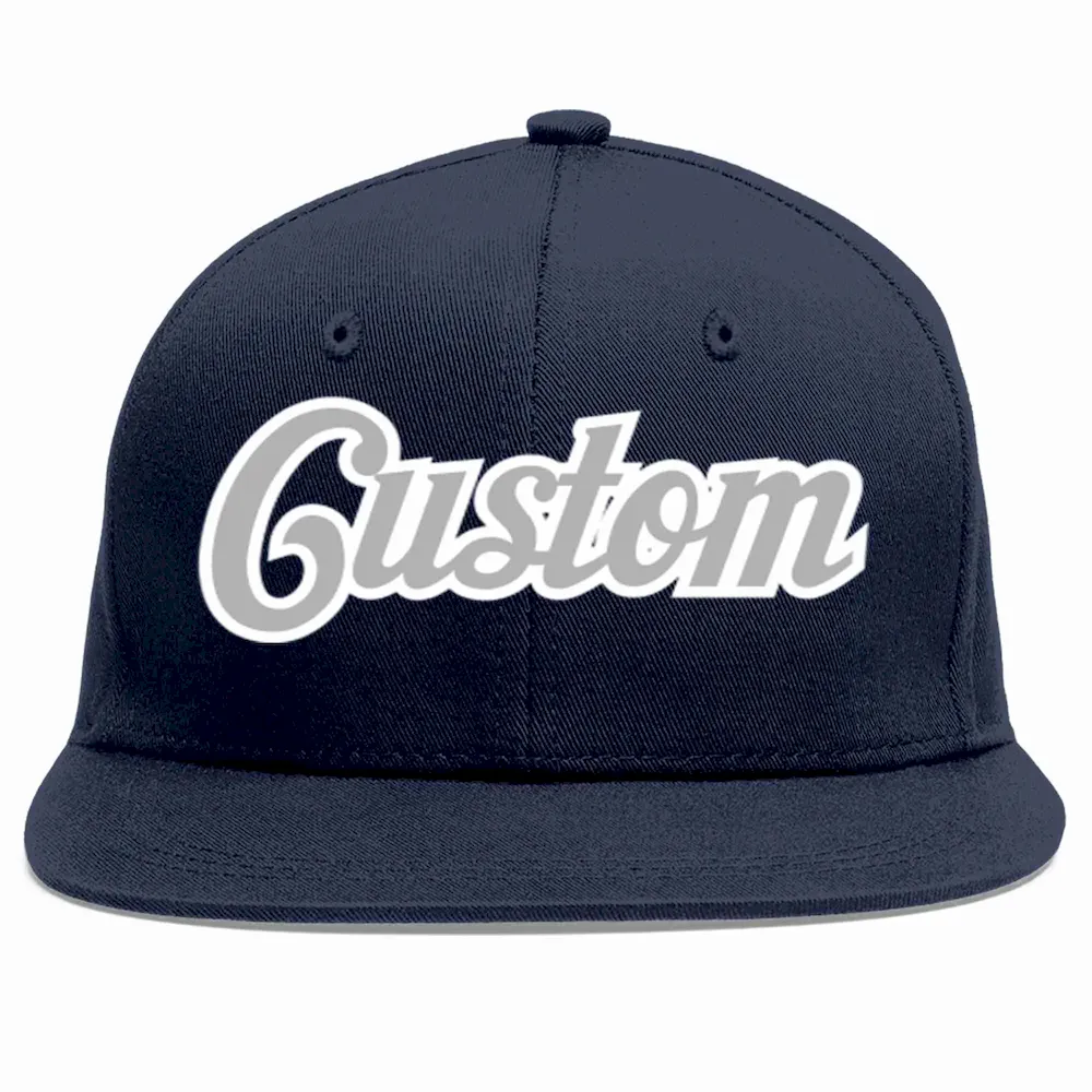 Custom Navy Gray-White Casual Sport Baseball Cap