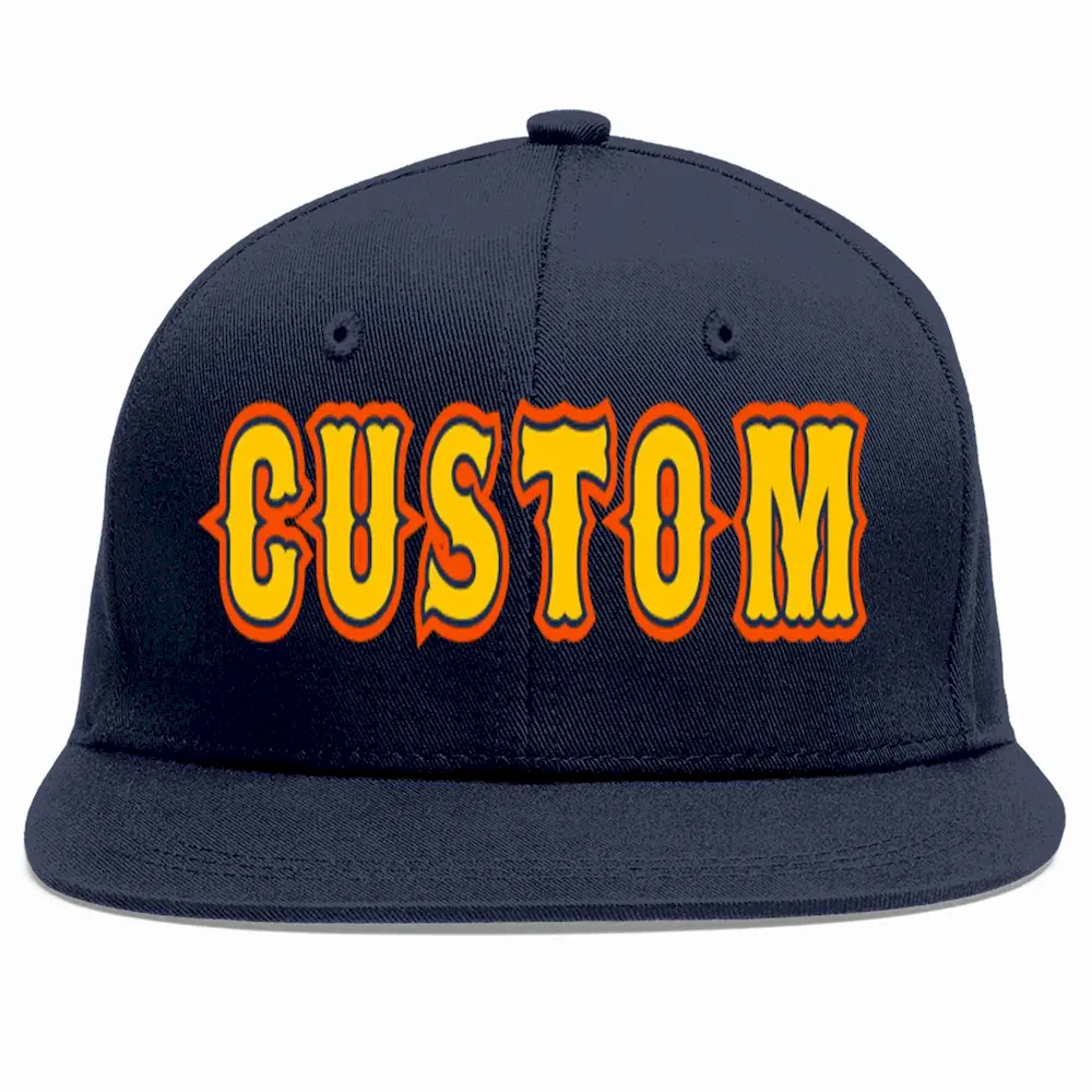 Custom Navy Gold-Navy Casual Sport Baseball Cap