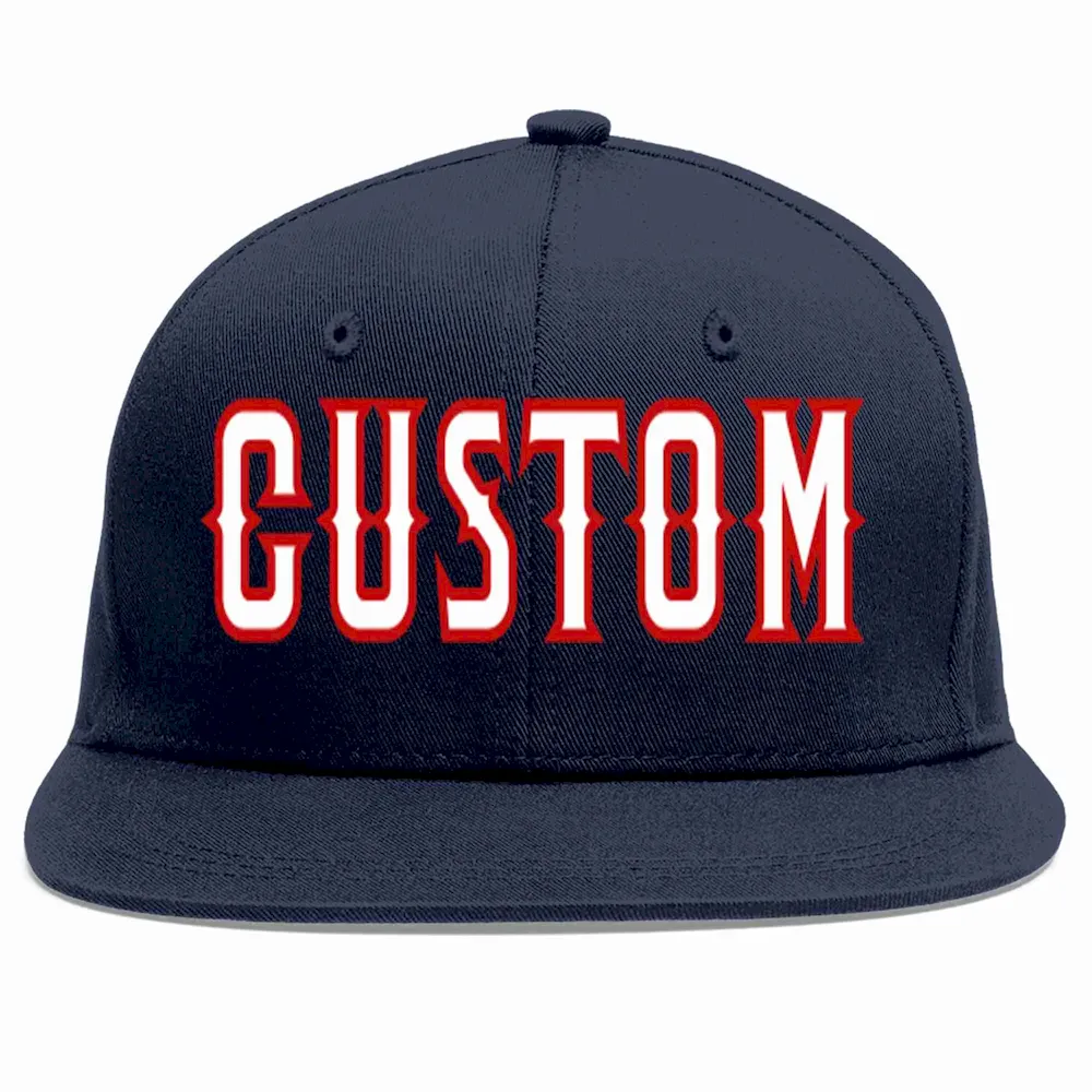 Custom Navy White-Red Casual Sport Baseball Cap