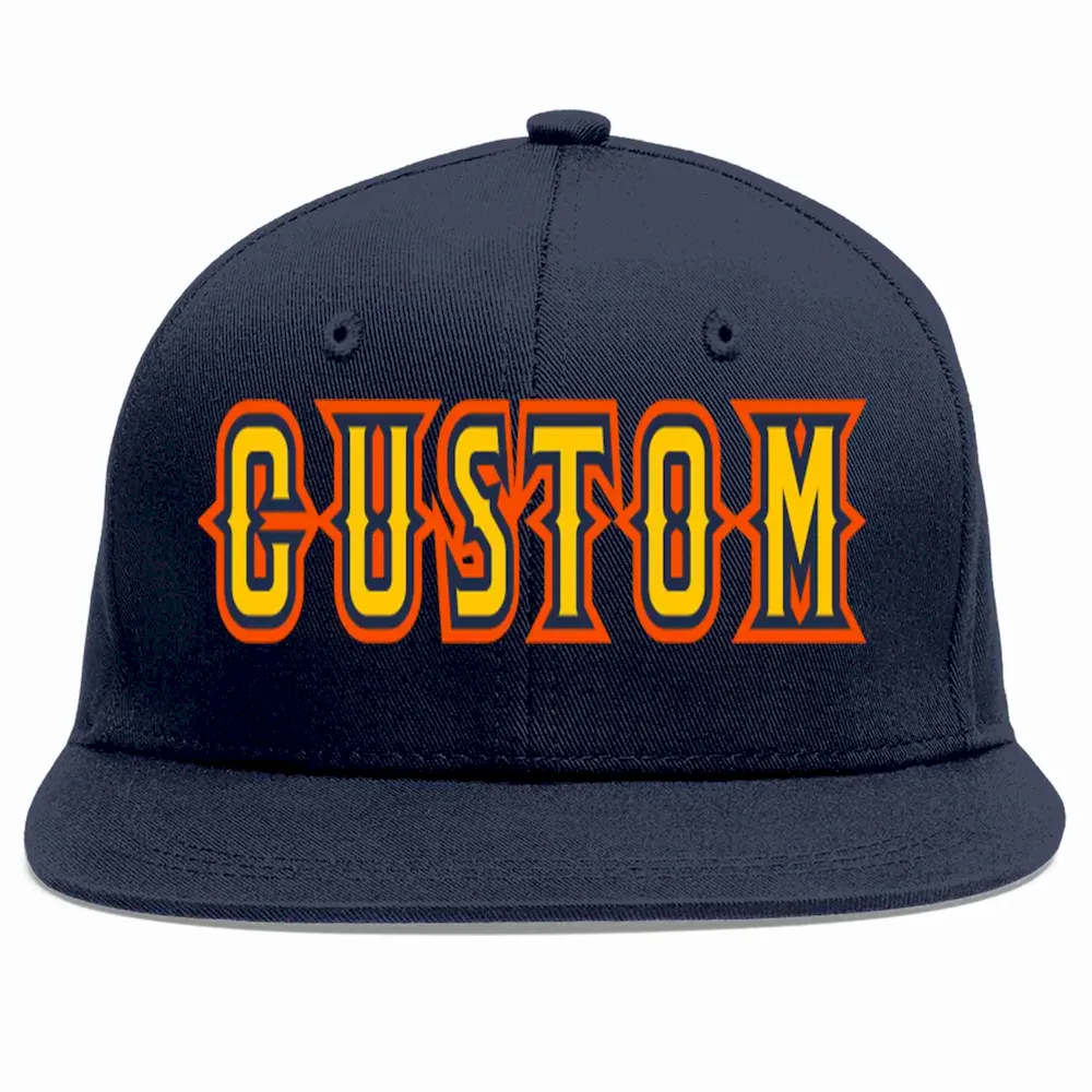 Custom Navy Gold-Navy Casual Sport Baseball Cap