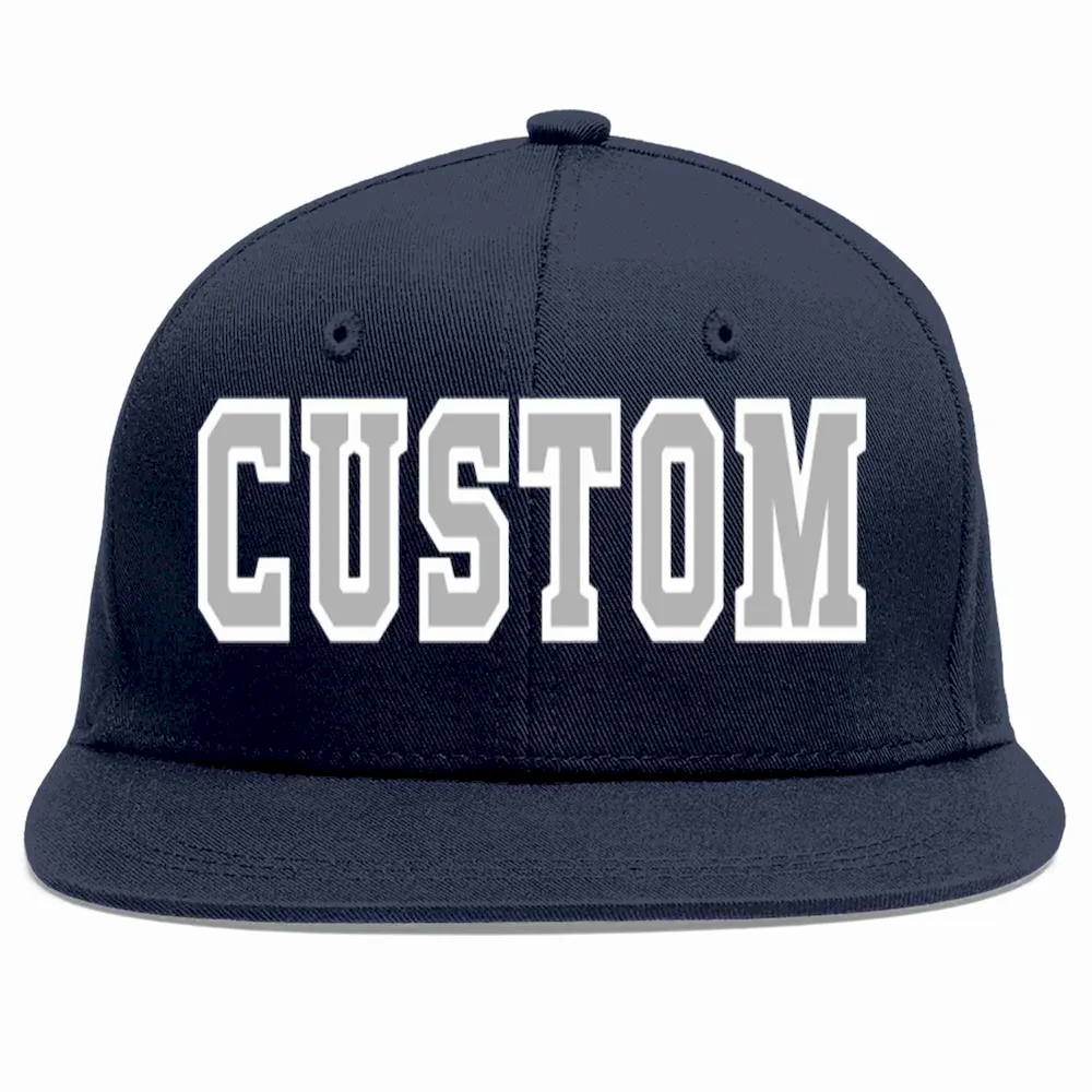 Custom Navy Gray-White Casual Sport Baseball Cap