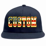 Custom Navy Vintage USA Flag-Gold Casual Sport Baseball Cap