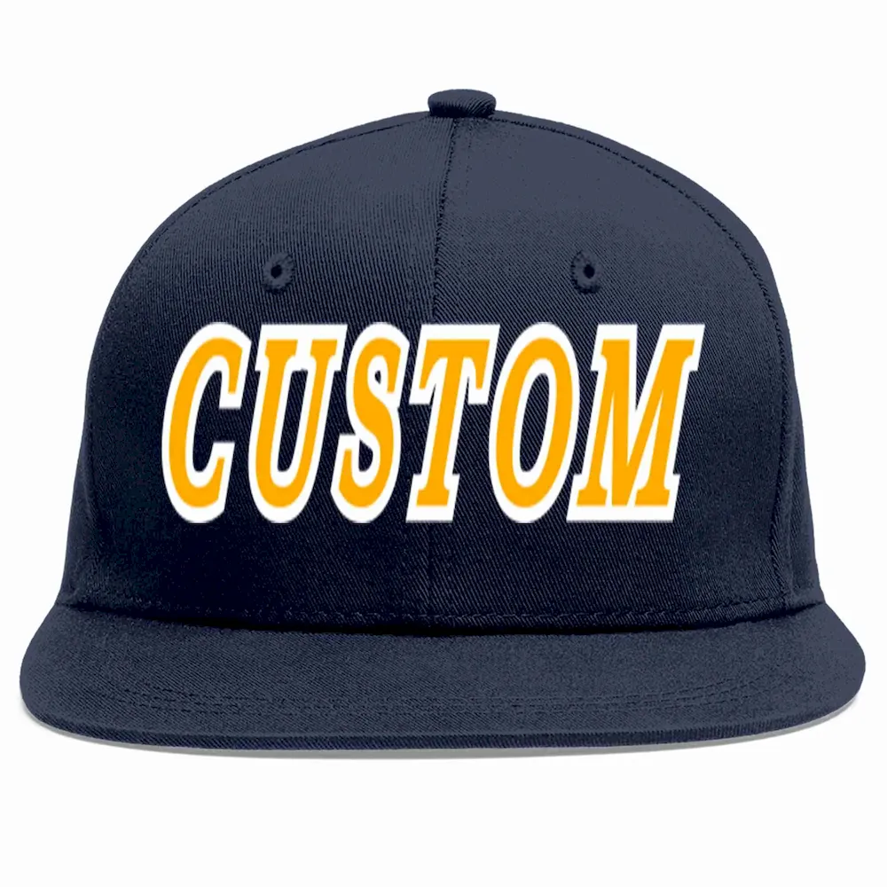 Custom Navy Yellow-White Casual Sport Baseball Cap