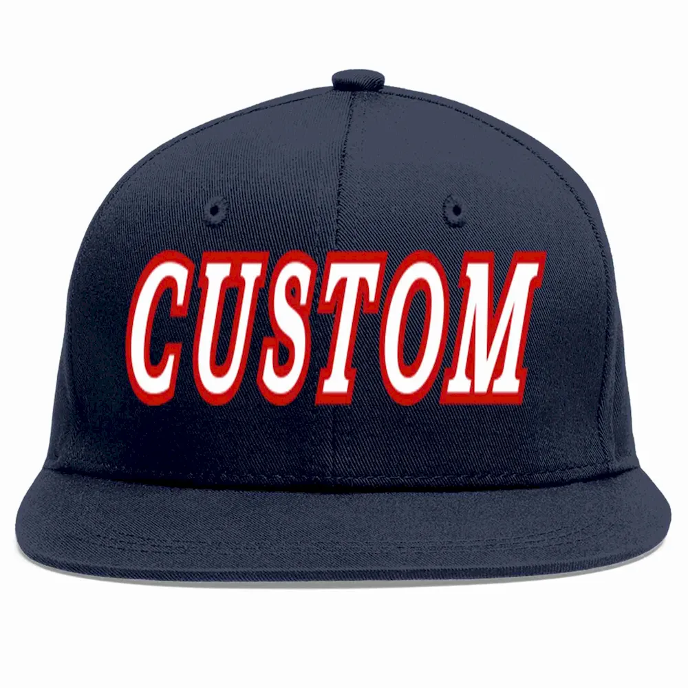 Custom Navy White-Red Casual Sport Baseball Cap