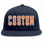 Custom Navy Orange-White Casual Sport Baseball Cap