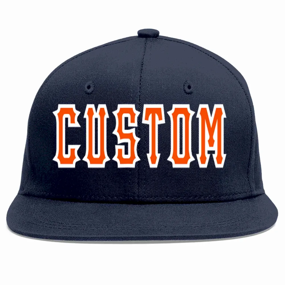Custom Navy Orange-White Casual Sport Baseball Cap