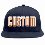 Custom Navy Orange-White Casual Sport Baseball Cap