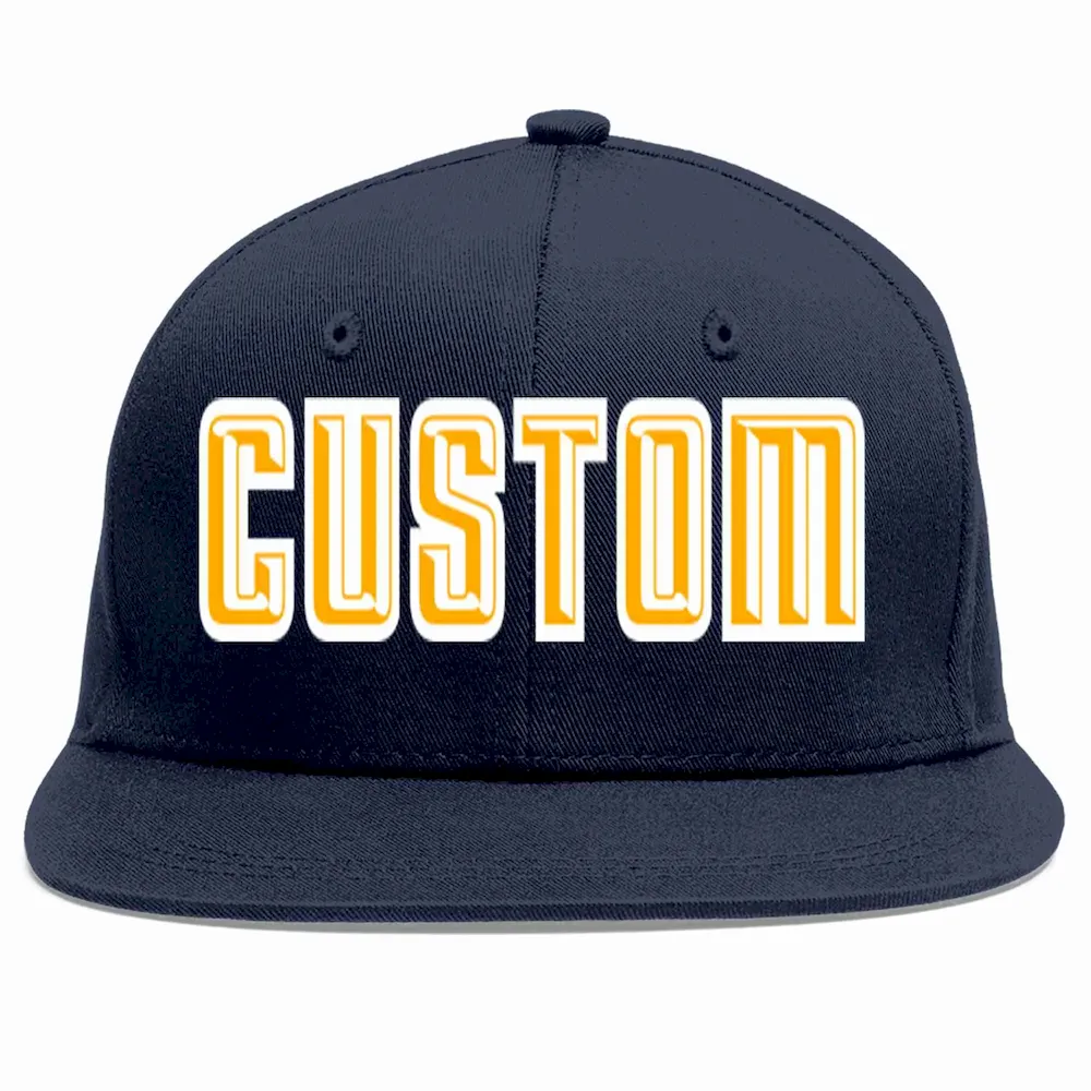 Custom Navy Yellow-White Casual Sport Baseball Cap