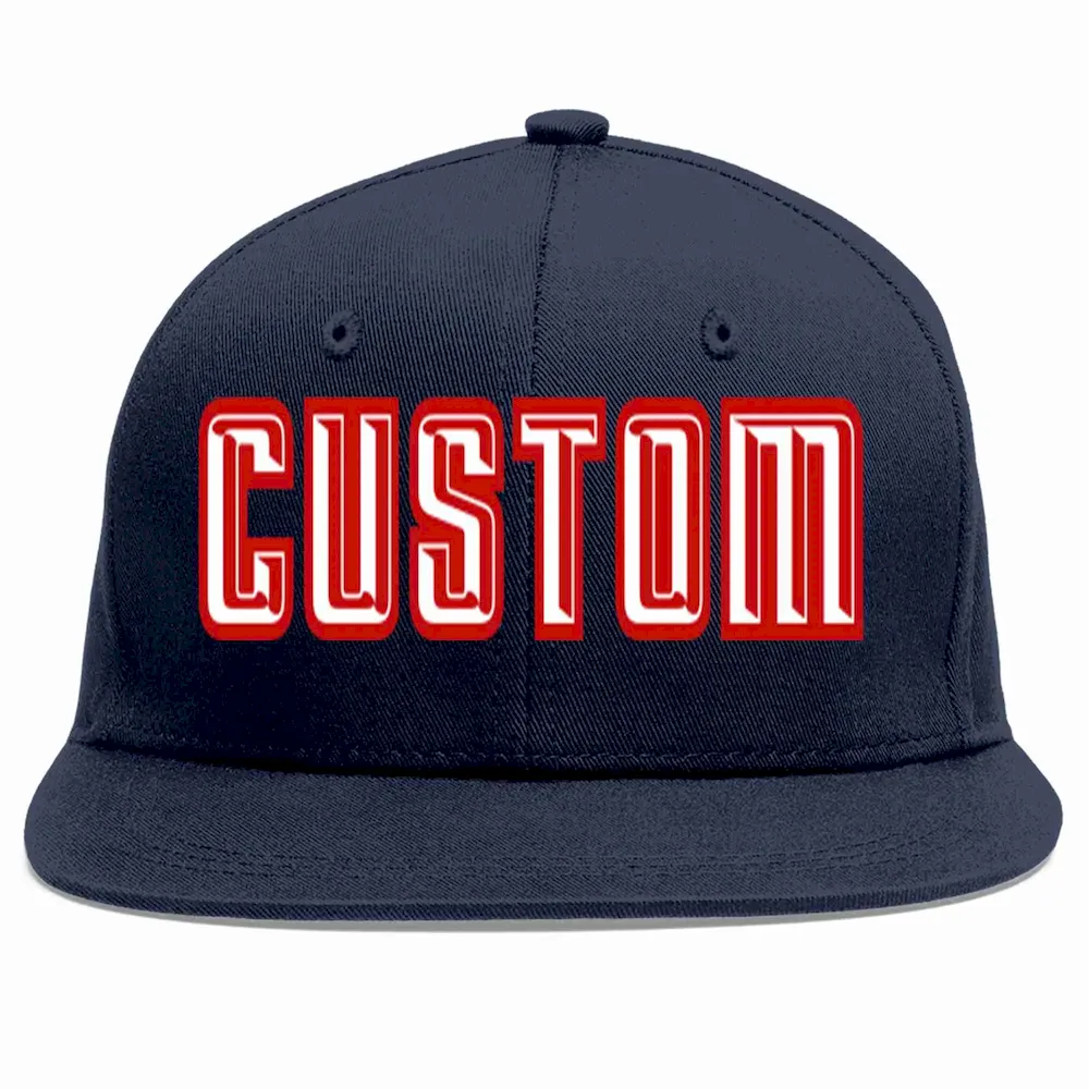 Custom Navy White-Red Casual Sport Baseball Cap