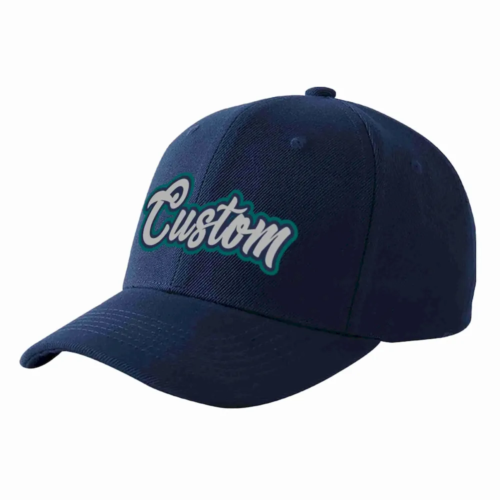 Custom Navy Gray-Navy Curved Eaves Sport Baseball Cap Design for Men/Women/Youth