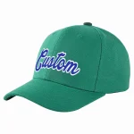 Custom Light Green Royal-White Curved Eaves Sport Baseball Cap Design for Men/Women/Youth