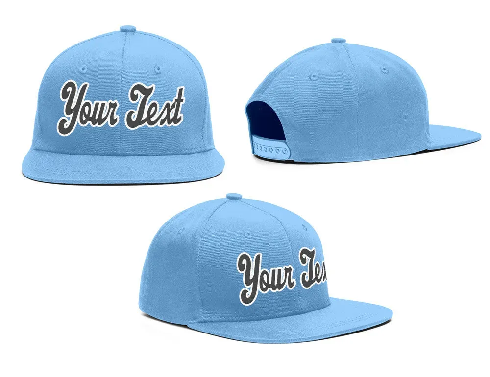 Custom Light Blue Grey-White Casual Sport Baseball Cap